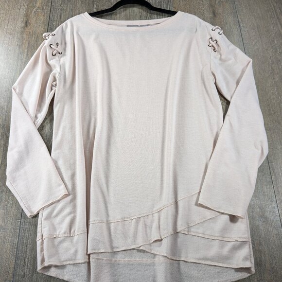 Chicos Tunic Top Womens Large Light Pink Long Sleeve Soft Knit Feminine - Picture 1 of 9